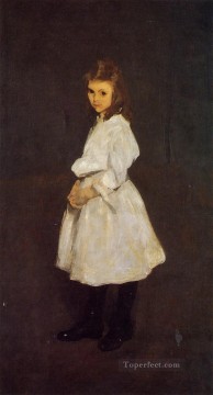  Georg Pintura al %C3%B3leo - Niña de Blanco, también conocida como Queenie Barnett, Escuela Ashcan realista, George Wesley Bellows